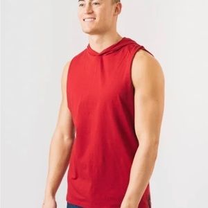 NWT Zyia Champion Cutoff Split Hoodie Mens XL Red Workout shirt